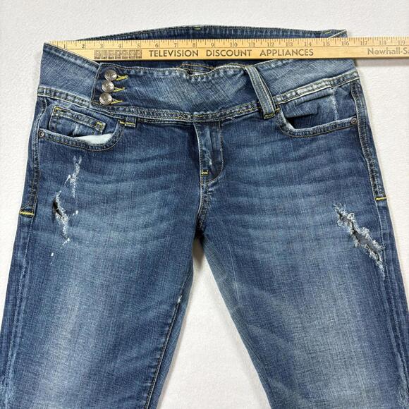 Vigoss Studio Jeans Womens 13/14 Distressed Medium Wash Y2K Stretch Denim - Picture 9 of 14